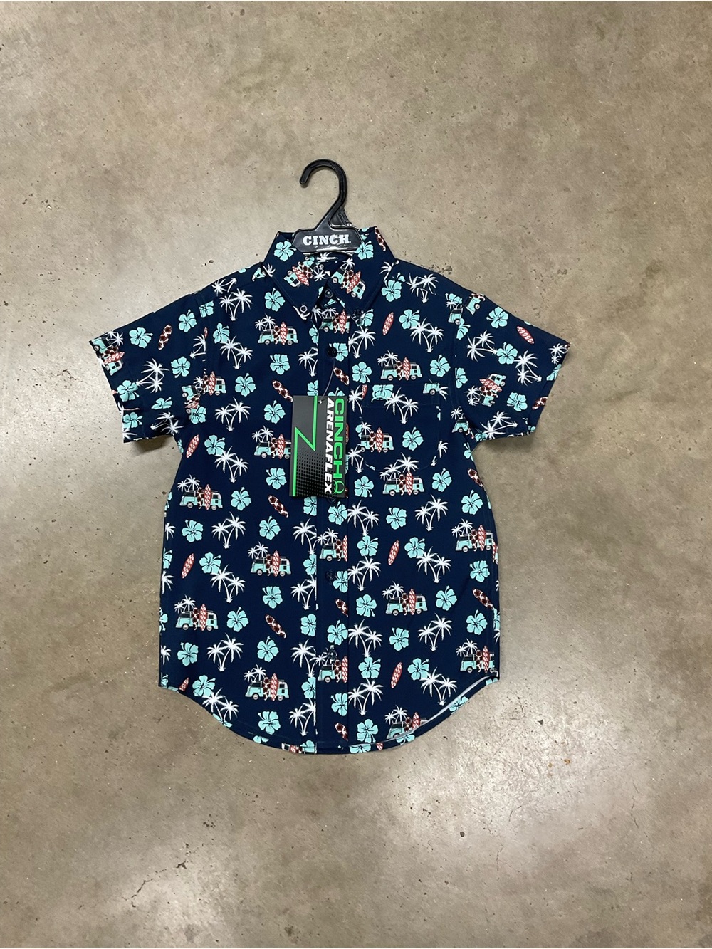 Cinch Navy Tropical Floral Short-Sleeve Button-Down